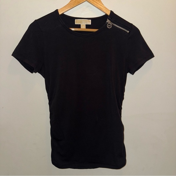 MICHAEL Michael Kors Black Ruching Zipper Top Size Medium - Picture 1 of 10
